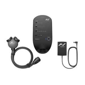 Normatec 3 Control Unit Black electronic device with hose attachments on a white background